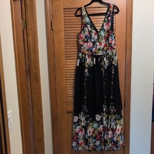 Black Sleeveless V-Neck Maxi Sundress for Weddings